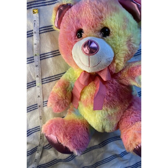 Rainbow Teddy Bear Plush 14” Tye Dye Soft Stuffed Animal - Picture 3 of 5